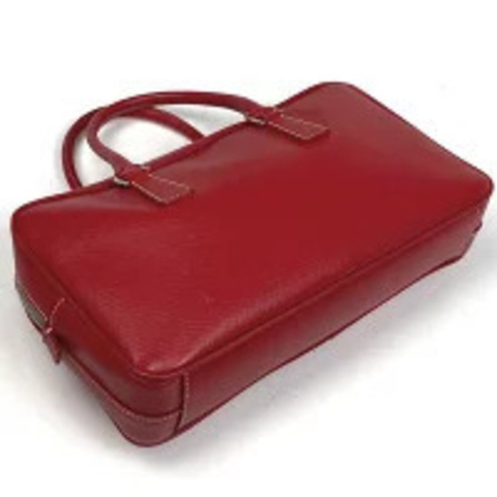 Prada Red Leather Handbag Bag Saffiano Tote Plate Red